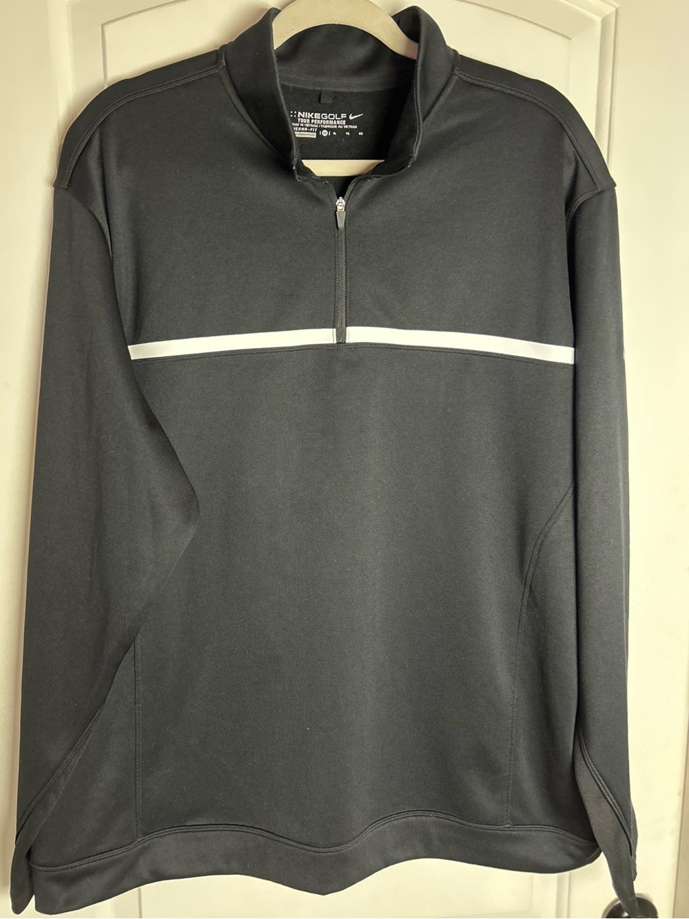 Nike Golf Black Therma-fit Quarter-Zip with White Chest Stripe